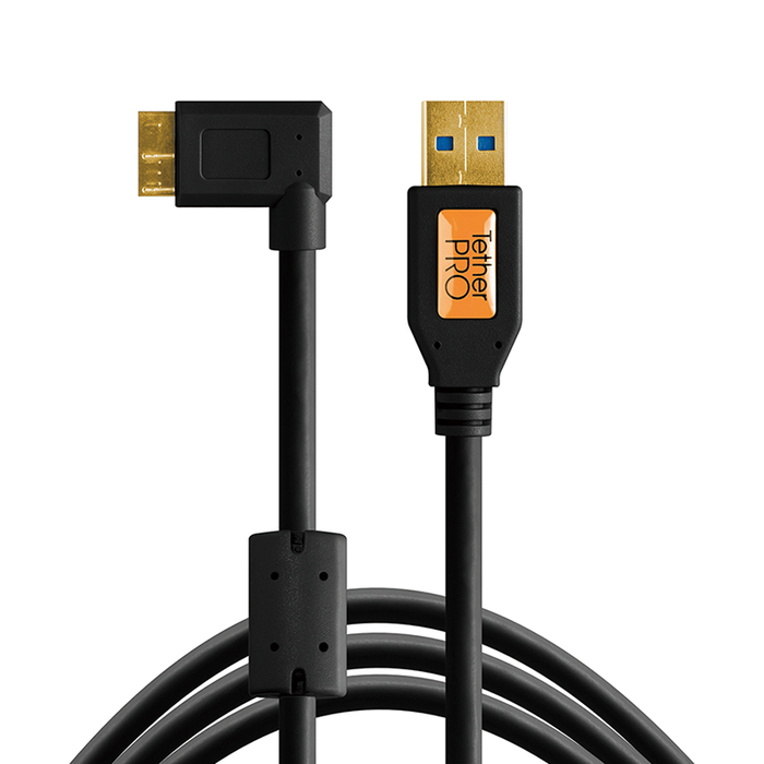 TetherTools CU61RT15-BLK TetherPro USB 3.0 SuperSpeed Micro-B Right Angle Cable(4.6m/ブラック)