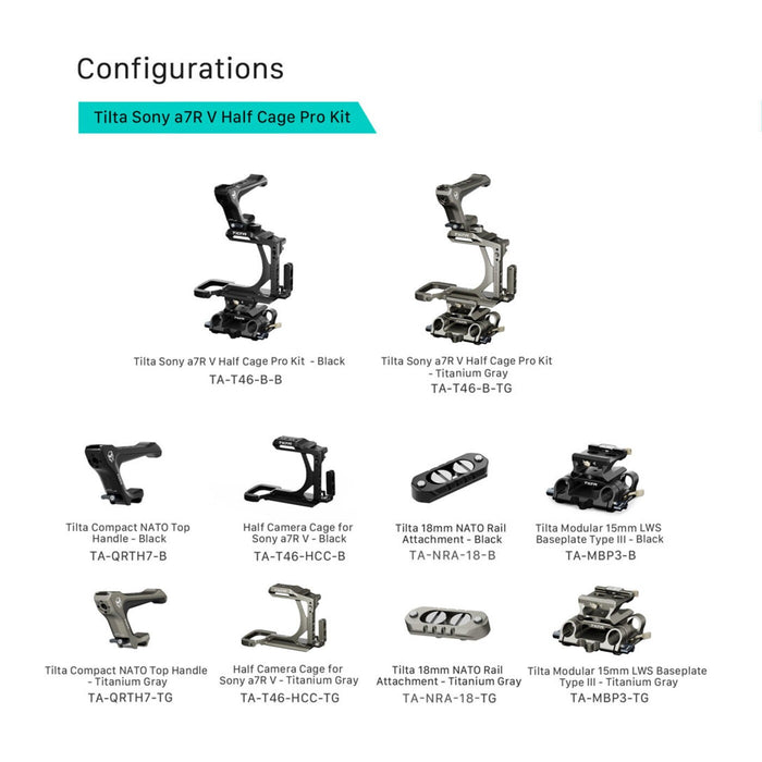 Tilta TA-T46-B-B Tilta Sony a7R V Half Cage Pro Kit - Black