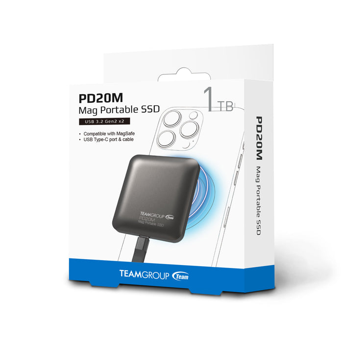 TeamGroup TPSEG2001T0C108 PD20M 1TB Magnetic External SSD ポータブルSSD 1TB