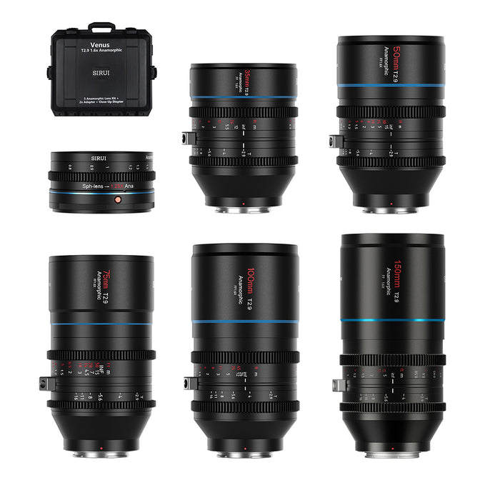 SIRUI Venus 1.6x Full Set-E-JP アナモルフィックレンズ 1.6x Full Frame 5本セット(35/50/75/100/150mm) E +1.25xレンズアダプター