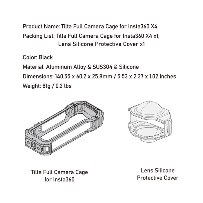 Tilta TA-T67-FCC-B Insta360 X4用フルカメラケージ(ブラック)