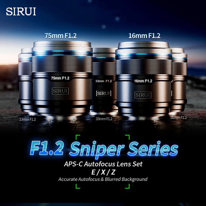 SIRUI AS-2S-ES-JP オートフォーカスレンズ F1.2 APS-C 2本セット(16/75mm) E/シルバー