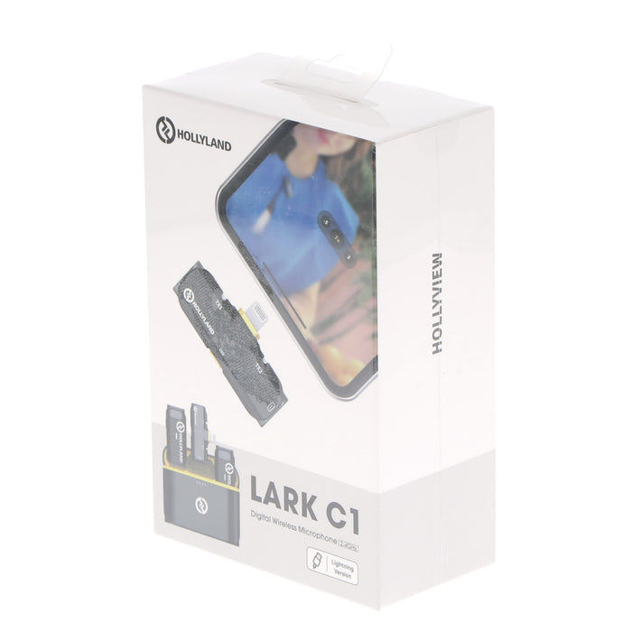 【中古品】Hollyland HL-LARK C1 DUO Black-IOS ワイヤレスマイクロホンシステム Lark C1 DUO(iOS版/クールブラック/ケース付き)