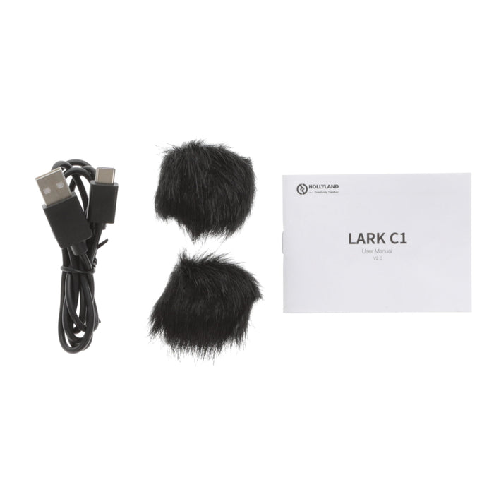 【中古品】Hollyland HL-LARK C1 DUO Black-IOS ワイヤレスマイクロホンシステム Lark C1 DUO(iOS版/クールブラック/ケース付き)