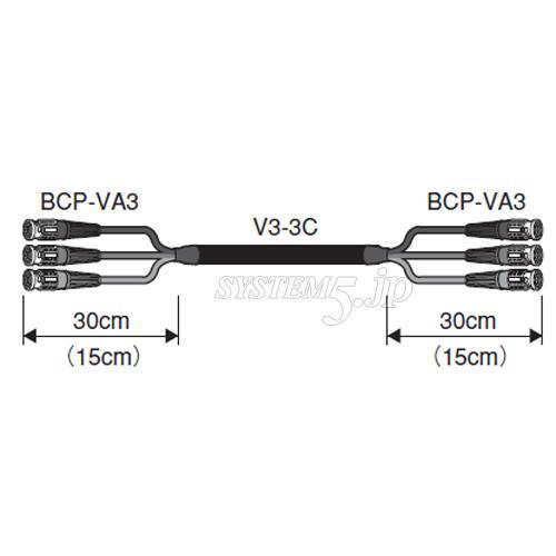 CANARE 3VS05A-3C 5M ブーツ付き BNCマルチケーブル BNC（オス）×3- BNC（オス）×3 5m