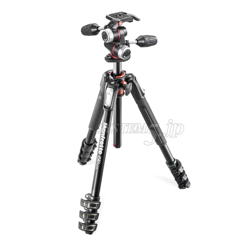 Manfrotto MK190XPRO4-3W アルミニウム4段三脚+RC2付3ウェイ雲台キット - 業務用撮影・映像・音響・ドローン専門店  システムファイブ