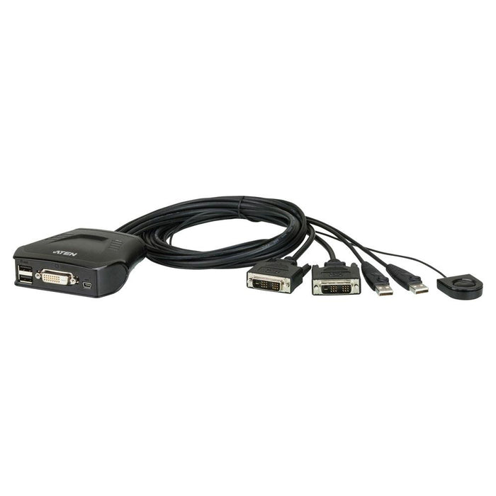 ATEN CS22D ケーブル一体型2ポートUSB DVI KVMスイッチ