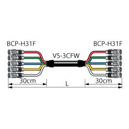 CANARE 5VS05-3CFWH 5M BLK BNCマルチケーブル BNC（オス）×5- BNC（オス）×5 5m 黒