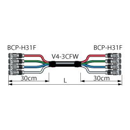 CANARE 4VS10-3CFWH 10M BLK BNCマルチケーブル BNC（オス）×4- BNC（オス）×4 10m 黒