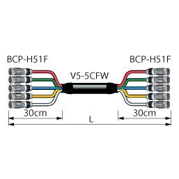 CANARE 5VS30-5CFWH 30M BLK BNCマルチケーブル BNC（オス）×5- BNC（オス）×5 30m 黒