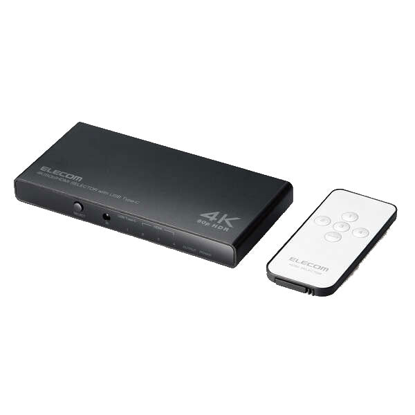 ELECOM DH-SW4KC41BK HDMI切替器 USB Type-C×1入力 タイプA×4入力 1出力 ブラック