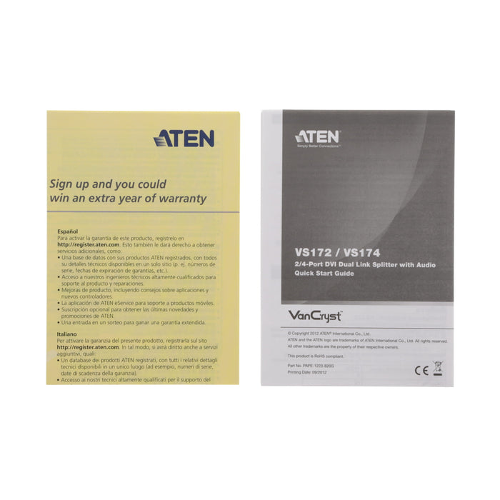 【中古品】ATEN VS174 DVIデュアルリンク 4分配器（オーディオ対応）