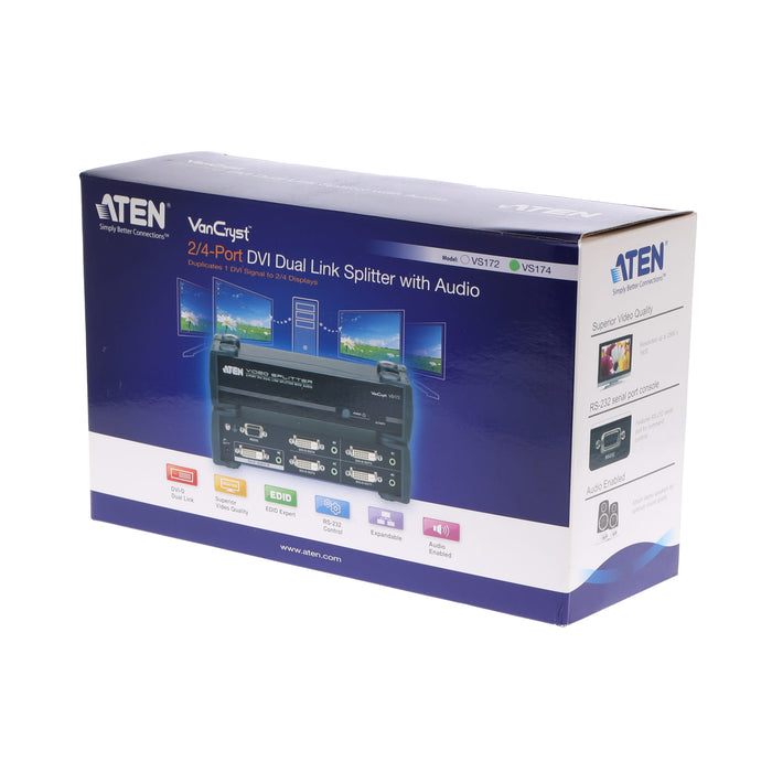 【中古品】ATEN VS174 DVIデュアルリンク 4分配器（オーディオ対応）